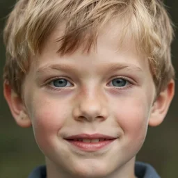 portrait of 1 5 - year - old boy with blonde hair, round - face, and slightly buck - toothed, hyper realistic face, beautiful eyes, fantasy art, in the style of greg rutkowski, intricate, hyper detailed, smooth