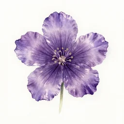 a watercolor painting of a metallic purple flower
