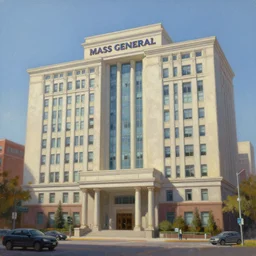 mass general hospital building, hyperrealistic, highly detailed, cinematic, beautiful, cgssociety, artstation, 8 k, oil painting