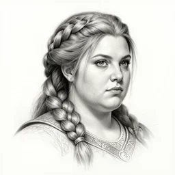 plump female dwarven commoner | complex braided hairstyle | pencil sketch | hyperdetailed | donato giancola | bust portrait | dragon age |