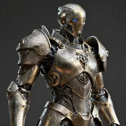 a portrait of a cyberpunk cyborg made of engraved full plate armor and gears, macro shot by justin gerard, unreal engine, physically based rendering