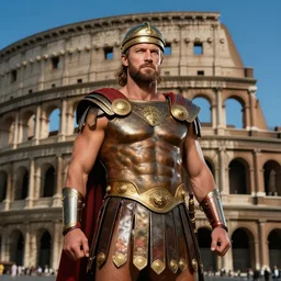 high quality photo of joe rogan as a gladiator in the roman colliseum, ornate, masterpiece, cinematic composition, studio lighting,