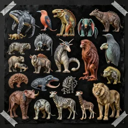 rendered in blender artistic depiction of all life forms on earth, black background, collage paper and tape, gouache on canvas, dadaism, high resolution, cinematic, unreal 6, breathtaking detailed, by ozdemir altan