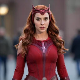 cosplay Gal Gadot as Scarlet Witch highly detailed, photography 4k, ultra wide, f1.8 anamorphic, bokeh, 4k,