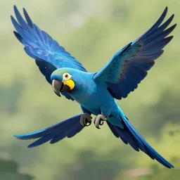 flying blue parrot, anime style