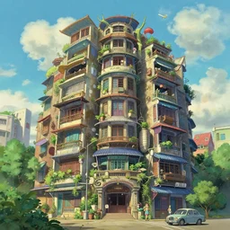 stunning photo of a solarpunk vietnamese apartment building by makoto shinkai and studio ghibli, and bryan singer