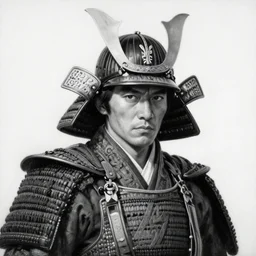 highly detailed black and white oil painting of a samurai by greg tocchini, by thomas blackshear, by jeremi lipking, brush strokes, elegant, cinematic light, sharp focus, illustration, harmony, dynamic composition, masterpiece, ink draw, pen,