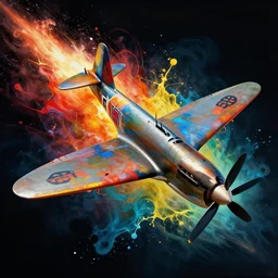 spitfire supersonic boom splash art graphic design color splash high contrasting art, fantasy, highly detailed, art by greg rutkowski