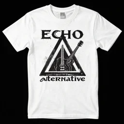 a t - shirt design that says echo alternative and has a triangle. alternative rock style. music.