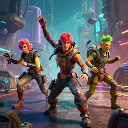 a 3 rd person action video game that breaks the mold, chromatic colors, in the far future, wacky style, irreverent characters, hyperrealistic, octane render, dynamic lighting, intricate detail, trending on artstation