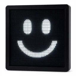 black neutral smiley face electronic led monitor, doom, end of the world, unsettling, flash photo, hyperrealism, 8 k