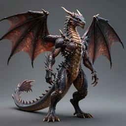 a human mutated with a dragon, there are wings on its back, full body portrait, hyper detailed, digital art, trending in artstation, cinematic lighting, studio quality, smooth render, unreal engine 5 rendered, octane rendered