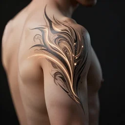 thin swirling tribal tattoo light streaks and ornate flowing light streams and smooth particle effects, unreal engine