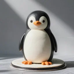 birthday cake in the shape of a penguin