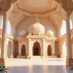 3d lowpoly hindu temple mosque interior