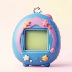 portrait of a tamagotchi, japanese video game, 3 d render, risograph