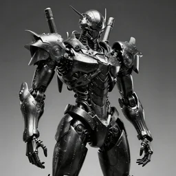 black and white cyberpunk style dark metal skeleton, mecha hard-surface, hyperrealistic, cinematic, 3D, 8K, imagined by Ash Thorp, tsutomu nihei ghost in the shell akira