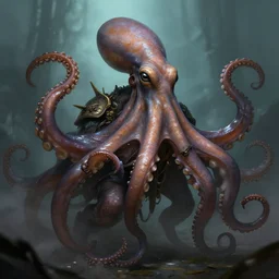 octopus barbarian,  digital artstation painting 8k intricate dramatic light