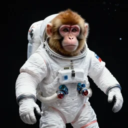photo of a monkey wearing a space suite in space, 4k wallpaper,  high quality photo