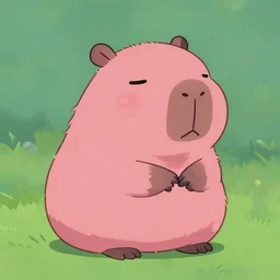 cute round pink capybara, studio ghibli, disney, greg rutkowski, alena aenami