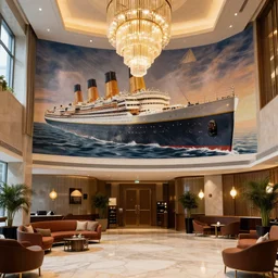 hotel lobby design inspired by the game starship titanic, painted by artgerm and greg rutkowski
