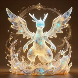 ( ice type pokemon ) creature creature in a alaska, warm tones, bioluminescent bioluminescent translucent translucent : by michal karcz, daniel merriam, victo ngai and guillermo del toro : ornate, dynamic, particulate, intricate, elegant, highly detailed, centered, artstation, smooth, sharp focus, octane render, 3 d