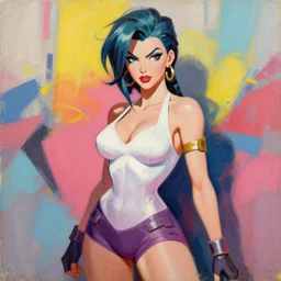 greg manchess portrait painting of overwatch's widowmaker as sexy 1 9 5 0's pinup art, medium shot, asymmetrical, organic painting, sunny day, matte painting, bold shapes, hard edges, street art, trending on artstation, by huang guangjian and gil elvgren and sachin teng