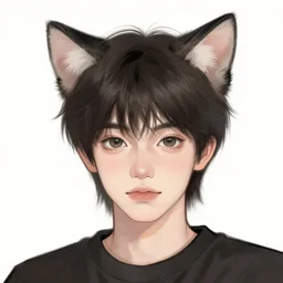 a human with cat ears, digital drawing