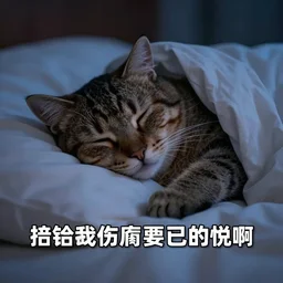 weird sleepy cat in bed night meme