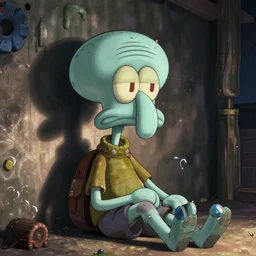 homeless Squidward, candid photography