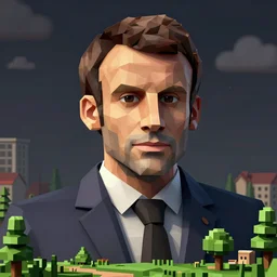 Very bad and ugly 3D render Emmanuel Macron, low-poly, ps2 videogame