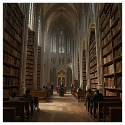 masterpiece concept art, a cathedral like library interior, soft lighting, cinematic moody colors, realistic shaded lighting poster by ilya kuvshinov, magali villeneuve, artgerm, jeremy lipkin and michael garmash and rob rey