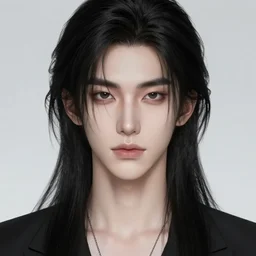 young man with long black hair and pale skin, handsome, korean digital art, trending on artstation, 4k