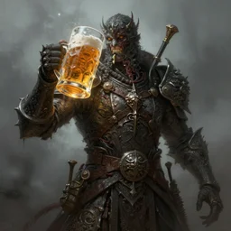 human - body nasty bug drinks beer, beer, glass, beer mug in hand, intricate, triumphantly, foggy background, full body art, dark souls, drawing, concept art, artstation, digital painting