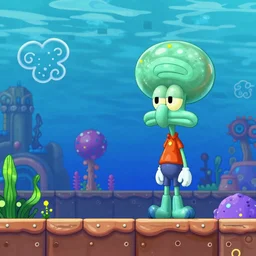 a Pixar quality 3d side scrolling platformer game where the player is a squid in an underwater kingdom inspired by Mario 64 trending on art station and winner of multiple game of the year awards