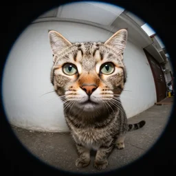 a cool cat, dslr photo, fisheye lens