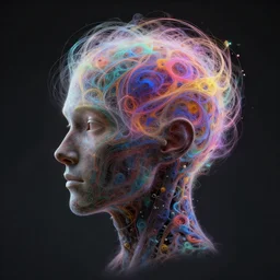 a multicolor fractal head by alex gray and android jones, entity, concept art, octane render, 8 k, unreal engine