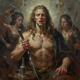 epic painting, representation and personification of material greed, trending on artstation