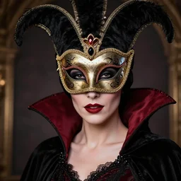 photo of a vampire queen with venetian mask highly detailed 8 k hdr smooth sharp focus high resolution award - winning photo