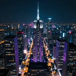 Cyberpunk city, vibrant lights