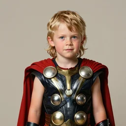 A 35mm photograph of Thor as a kid, high details, medium shot, studio lighting