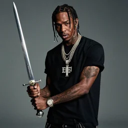 travis scott holding a sword