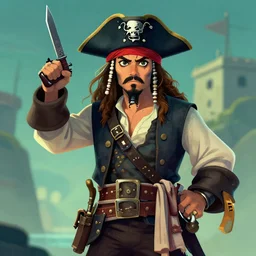 a pirate, digital art by anry