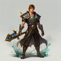 thomas middleditch in the style of a league of legends splash art