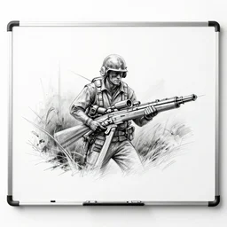 a whiteboard sketch of apocalypse now, marker pen, black on white