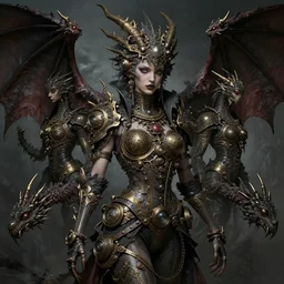 very complex hyper - maximalist overdetailed cinematic darkfantasy portrait of an elegant very attractive but dangerous and wild steampunk dragon girl by andrei riabovitchev, tomasz alen kopera, oleksandra shchaslyva. omnious intricate.
