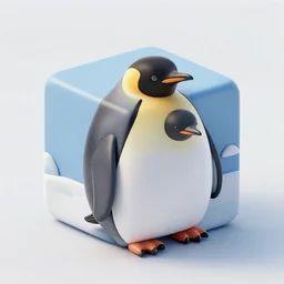 a 3 d picture of a penguin cube