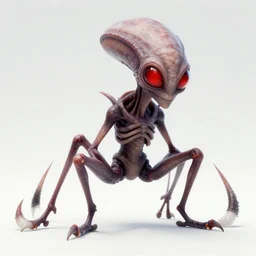 alien creature, red, eyes growing on creature, spindly ; high detailed artwork by ilya kuvshinov ; sci - fi, detailed, scary, dangerous ; trending on artstation!!
