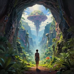 hanalei in kauai, a portal appears out of nowhere, inside the portal is a gateway to an alien world, visually stunning, ravishing, divine, creative, by james jean, ruan jia, ilya kuvshinov, martine johanna, jakub rebelka