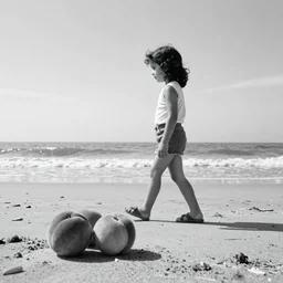 walking on the beaches looking at the peaches in the style of SKA, monochrome, 1980s style